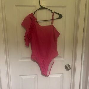 Elegant Pink One-Shoulder Swim One Piece